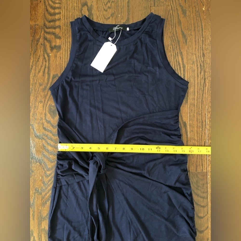 LILLUSORY Women's M Navy Blue Sleeveless Bodycon Side Ruched Mini Dress - NWT!! - Picture 6 of 10